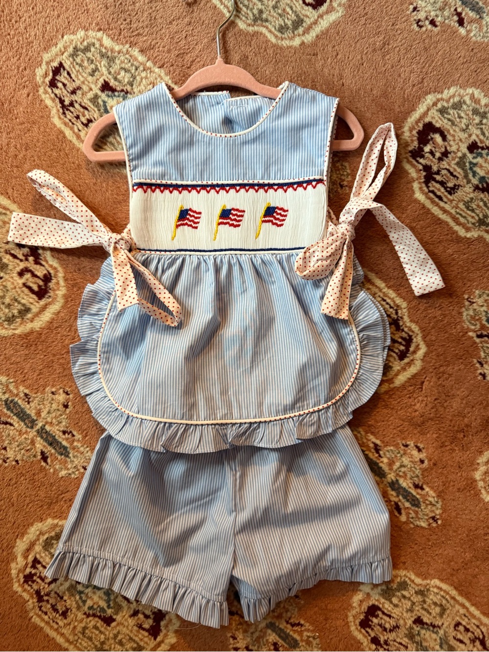 Stitchy fish American flag bloomer set